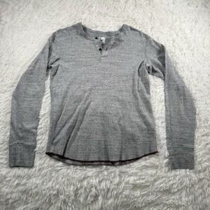 Reigning Champ Henley Shirt‎ Mens Medium Grey Long Sleeve Casual Soft Preppy